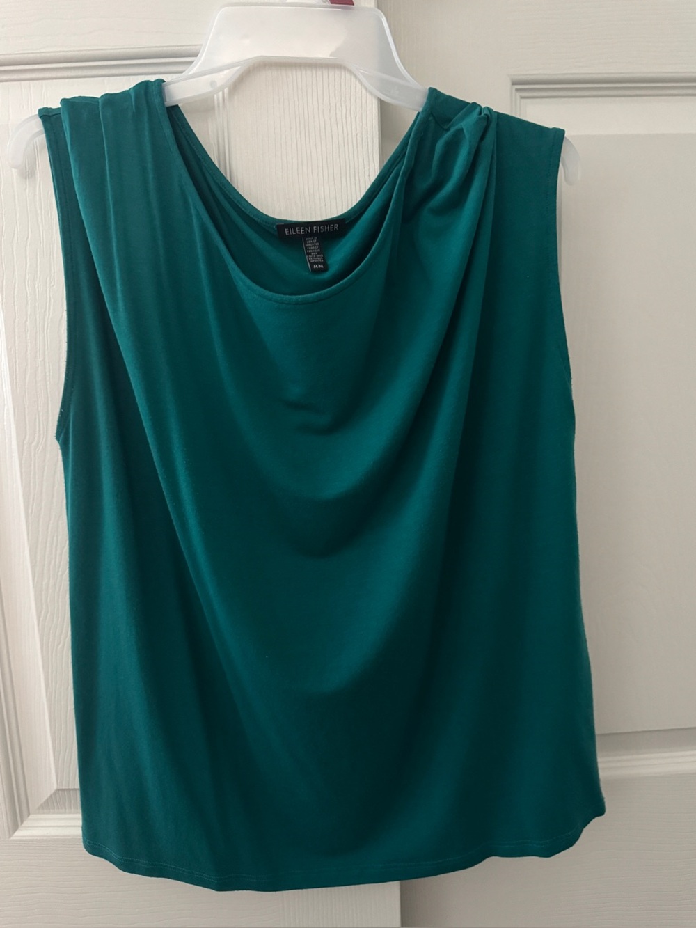 EILEEN FISHER Teal Green Draped Sleeveless Camisole